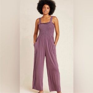 Anthropologie Plum Textured Jumpsuit